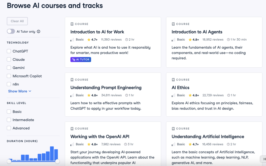 datacamp ai courses